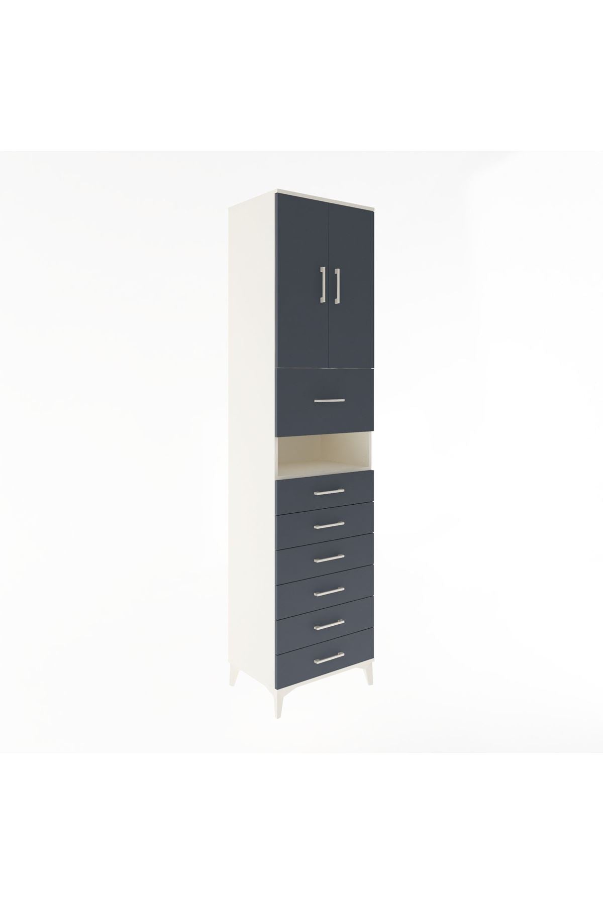 Hyperion Dolap 2 Raflı 7 Çekmeceli 2 Kapaklı 60x44x243 - S65M050V2B
