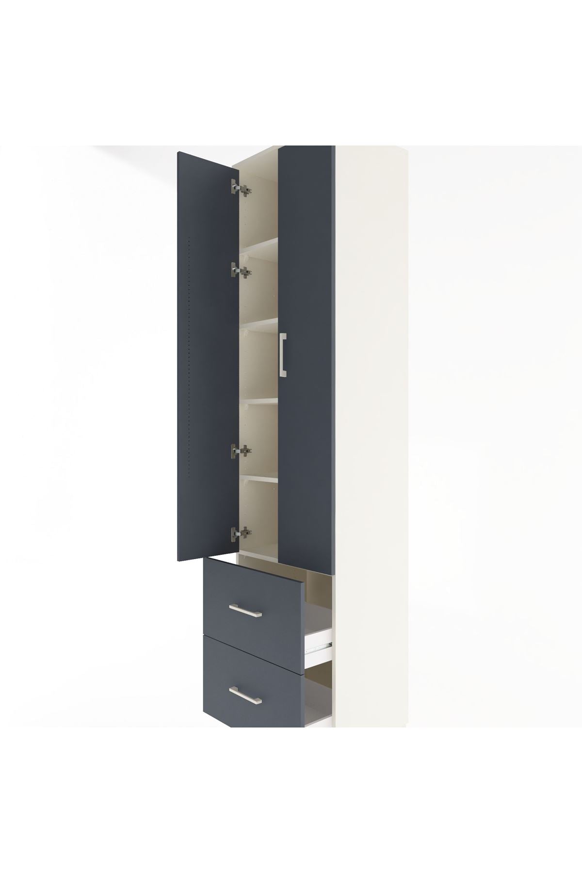 Hyperion Dolap 5 Raflı 2 Çekmeceli 2 Kapaklı 60x44x243 - S65M051V2B
