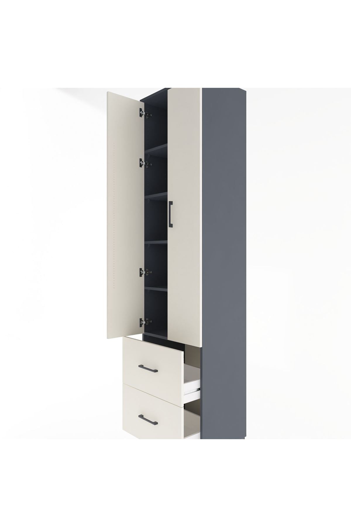 Hyperion Dolap 5 Raflı 2 Çekmeceli 2 Kapaklı 60x44x243 - S65M051V4B