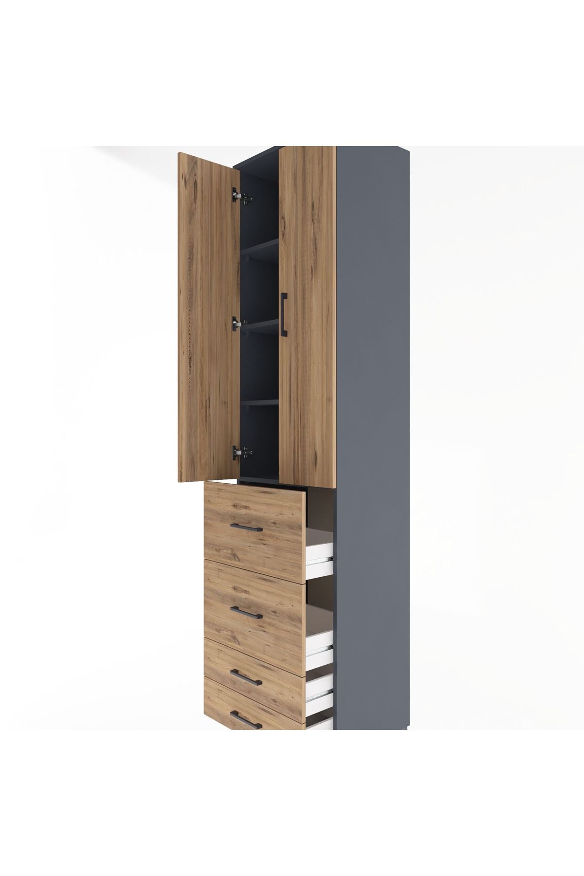 Hyperion Dolap 4 Raflı 4 Çekmeceli 2 Kapaklı 60x44x243 - S65M060V6B