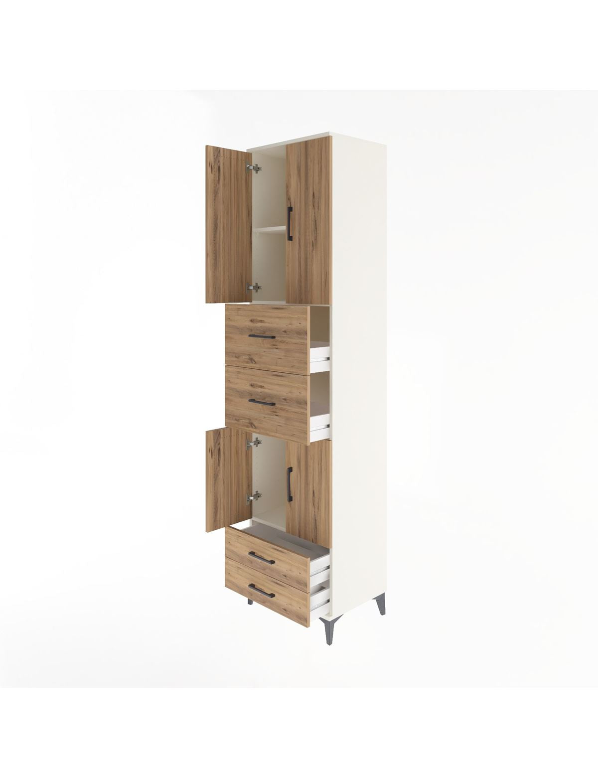 Hyperion Dolap 3 Raflı 4 Çekmeceli 4 Kapaklı 60x44x243 - S65M062V3B