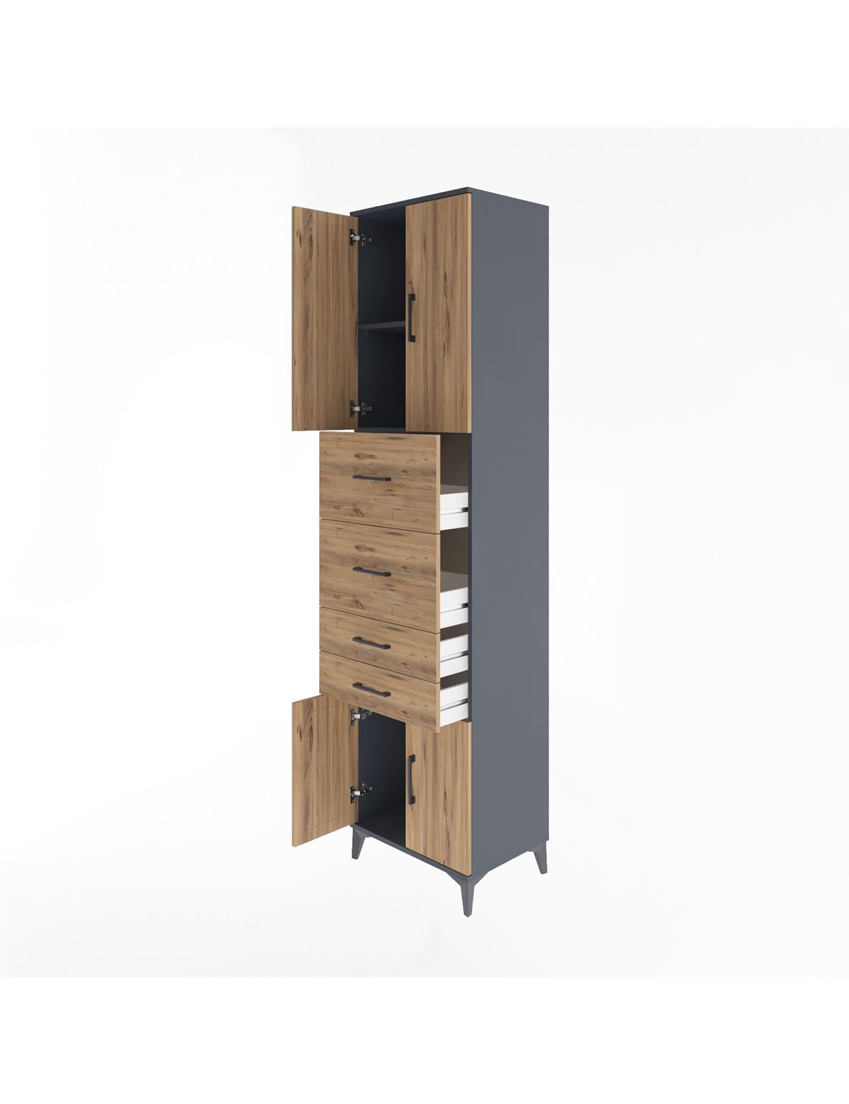 Hyperion Dolap 2 Raflı 4 Çekmeceli 4 Kapaklı 60x44x243 - S65M063V6B