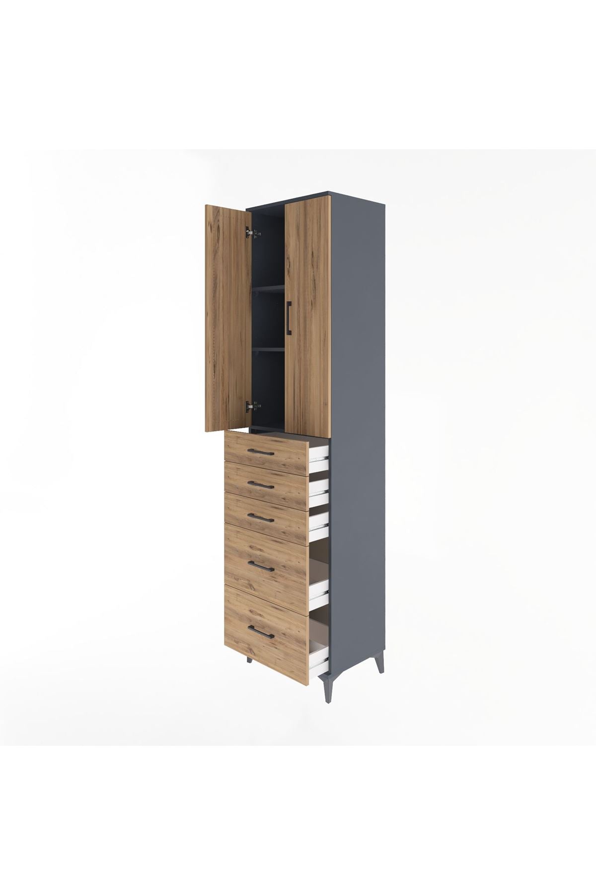 Hyperion Dolap 3 Raflı 5 Çekmeceli 2 Kapaklı 60x44x243 - S65M064V6B