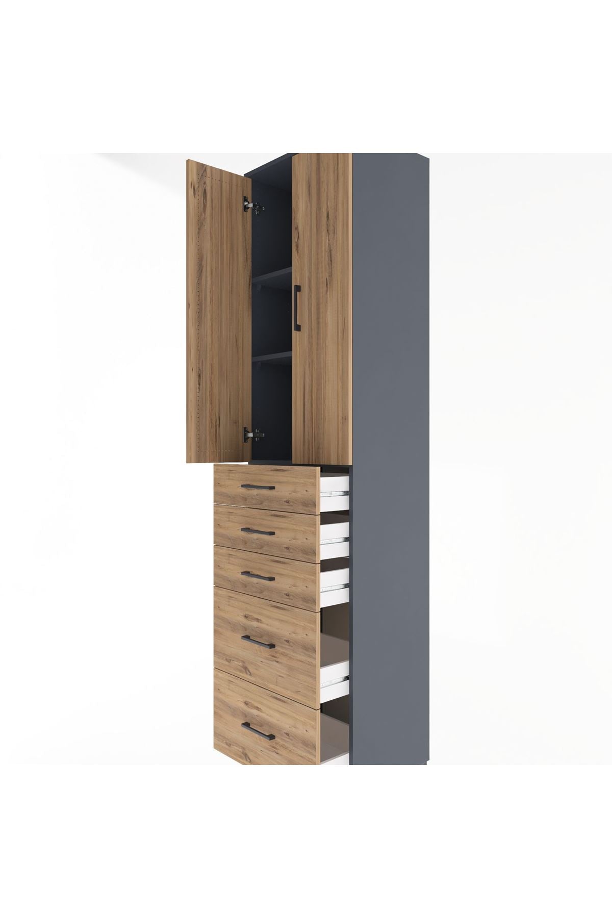 Hyperion Dolap 3 Raflı 5 Çekmeceli 2 Kapaklı 60x44x243 - S65M064V6B