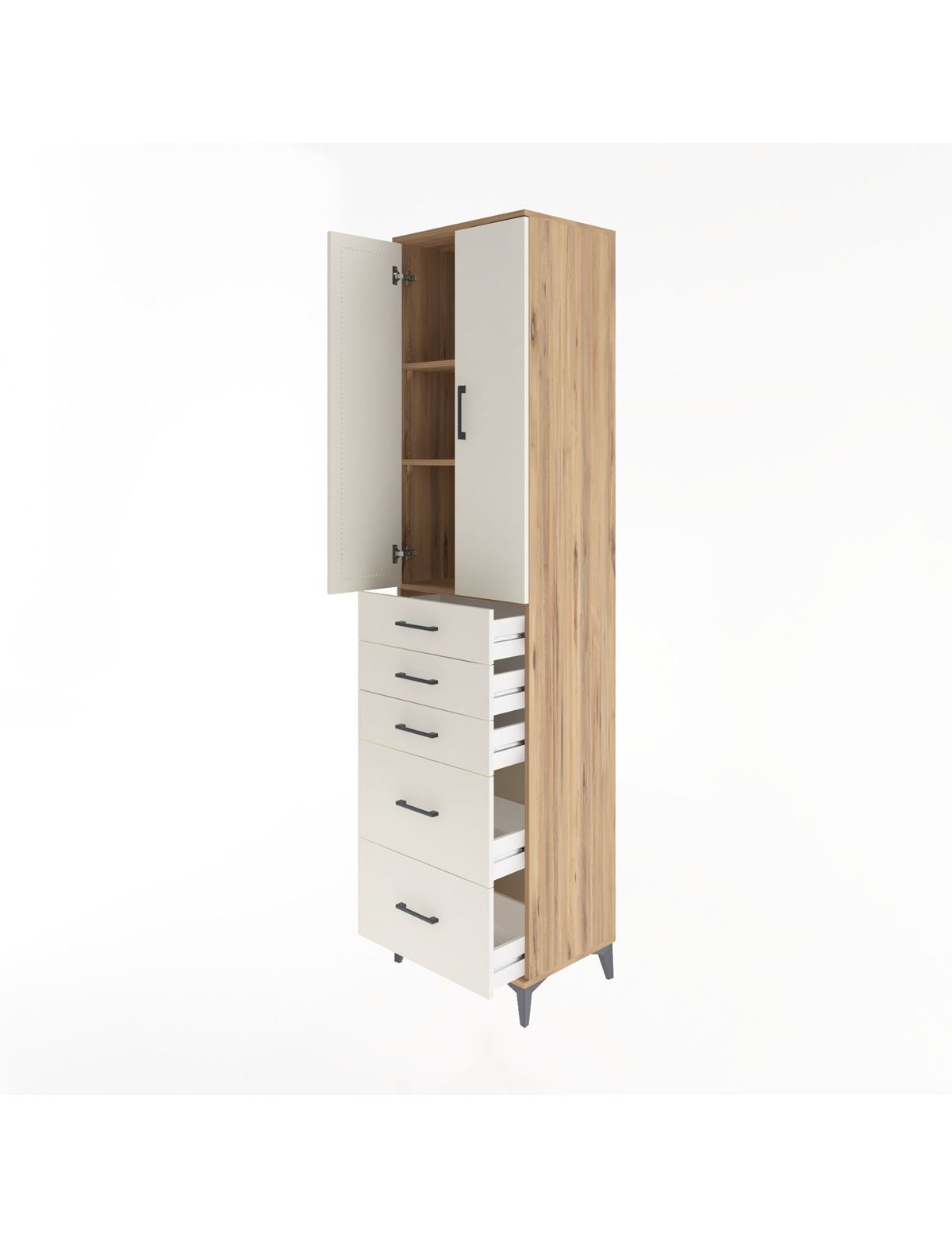 Hyperion Dolap 3 Raflı 5 Çekmeceli 2 Kapaklı 60x44x243 - S65M064V7B