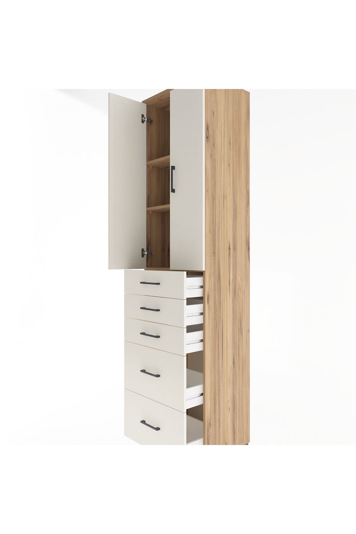 Hyperion Dolap 3 Raflı 5 Çekmeceli 2 Kapaklı 60x44x243 - S65M064V7B
