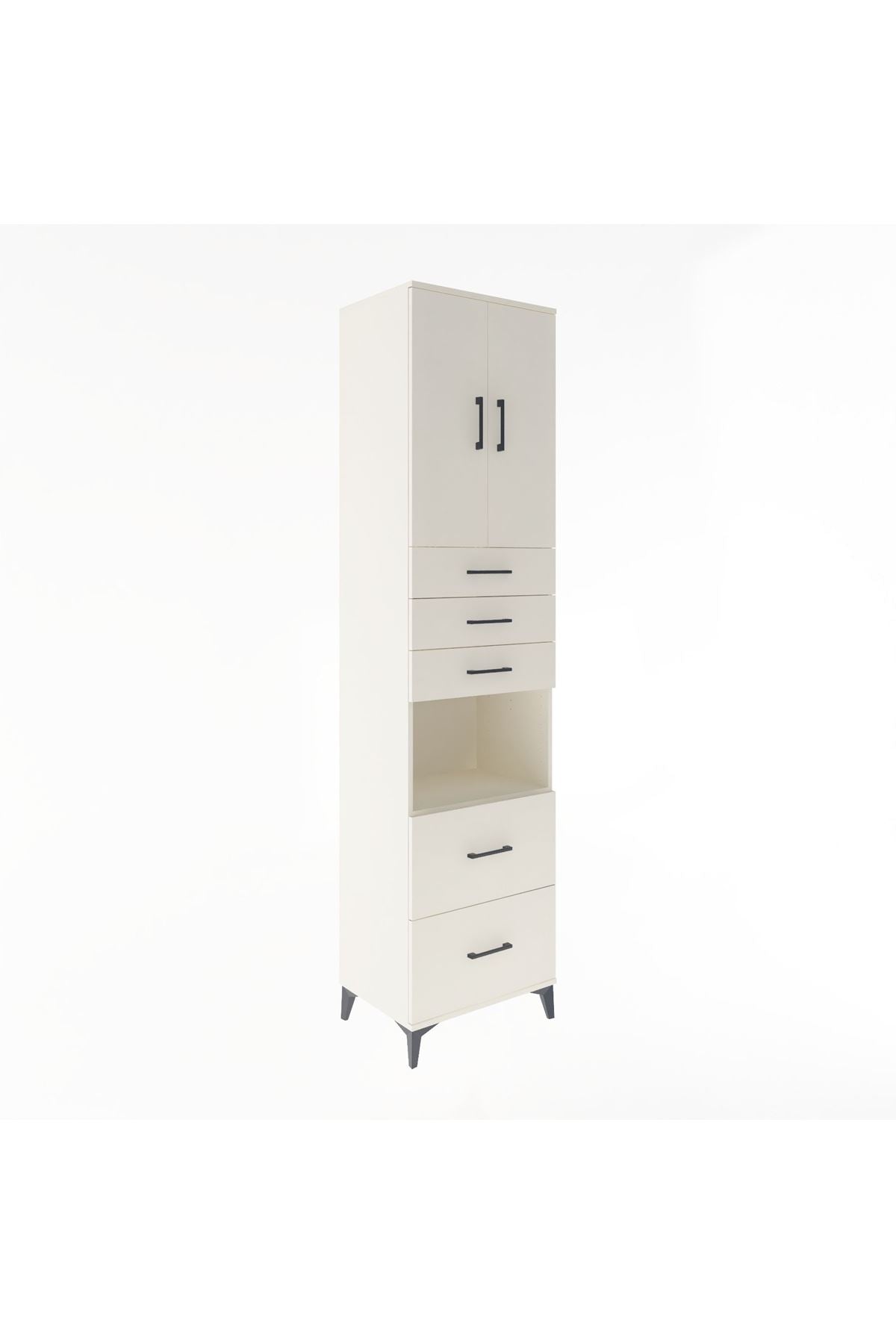 Hyperion Dolap 3 Raflı 5 Çekmeceli 2 Kapaklı 60x44x243 - S65M065V1B