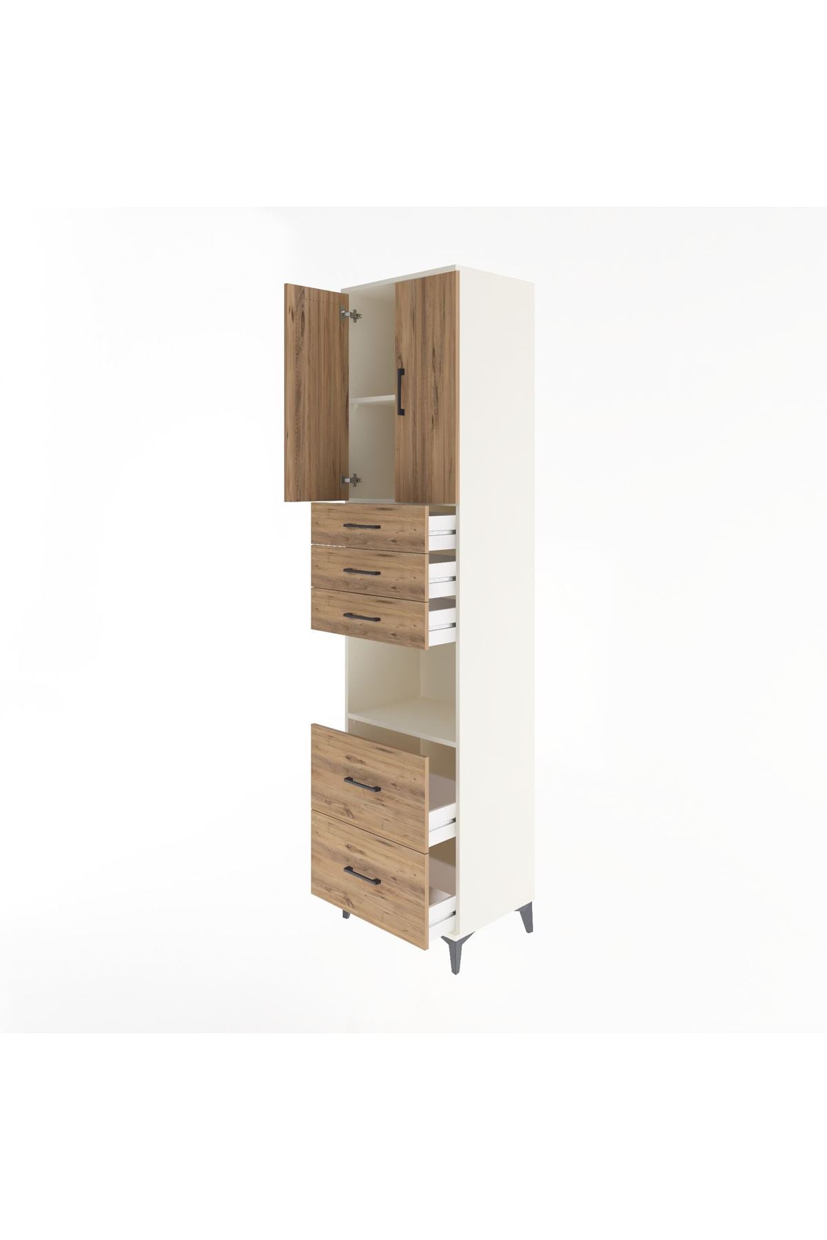 Hyperion Dolap 3 Raflı 5 Çekmeceli 2 Kapaklı 60x44x243 - S65M065V3B