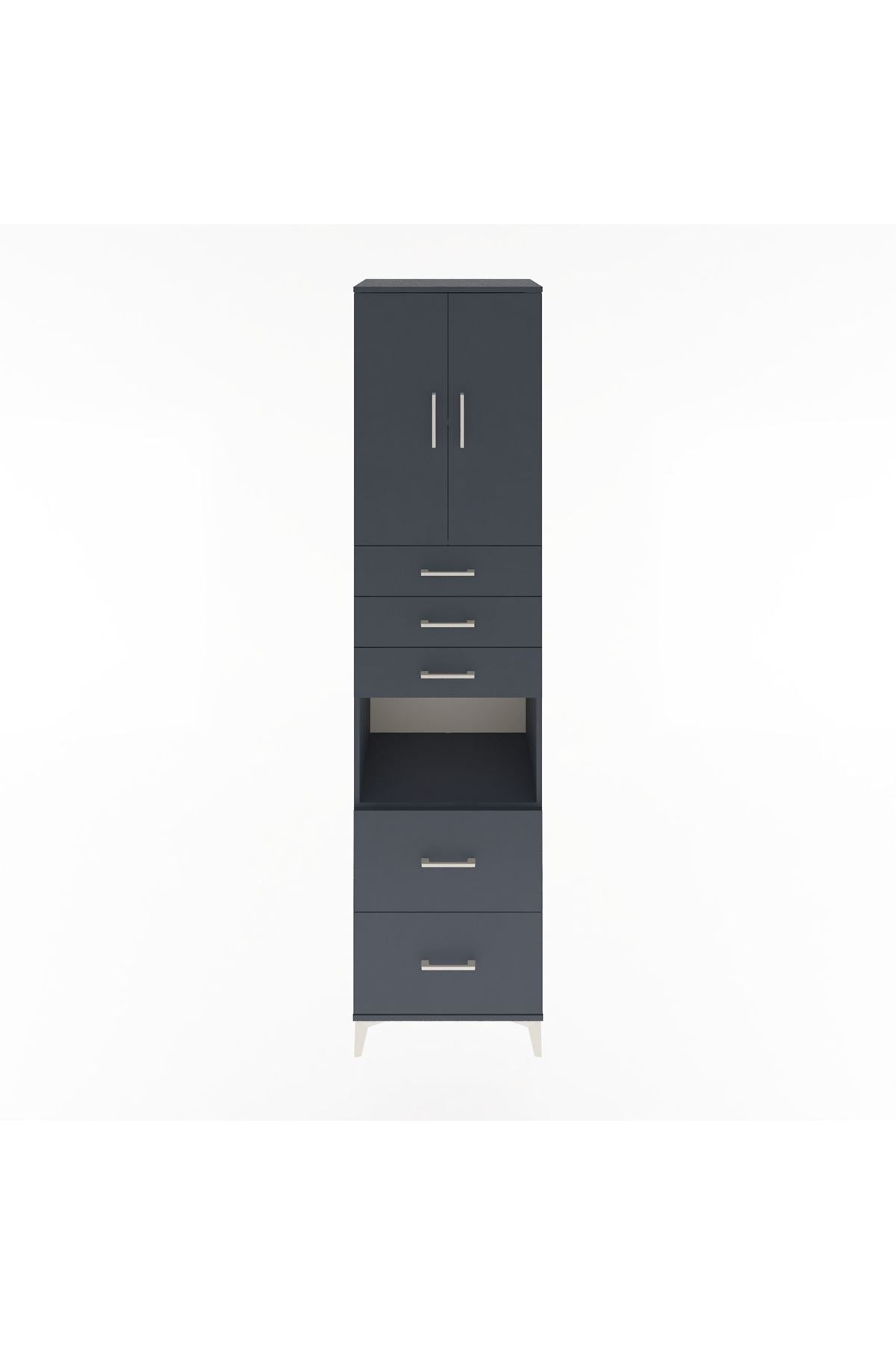 Hyperion Dolap 3 Raflı 5 Çekmeceli 2 Kapaklı 60x44x243 - S65M065V5B