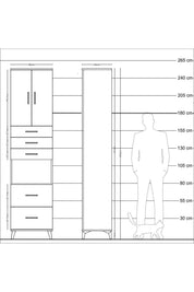 Hyperion Dolap 3 Raflı 5 Çekmeceli 2 Kapaklı 60x44x243 - S65M065V5B