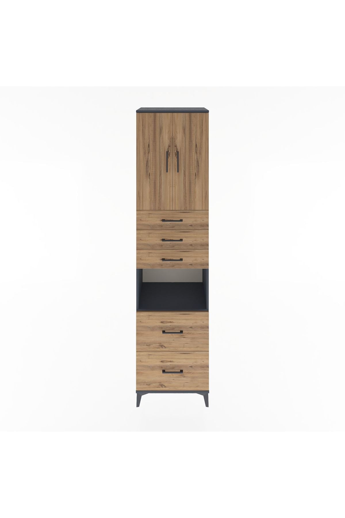 Hyperion Dolap 3 Raflı 5 Çekmeceli 2 Kapaklı 60x44x243 - S65M065V6B