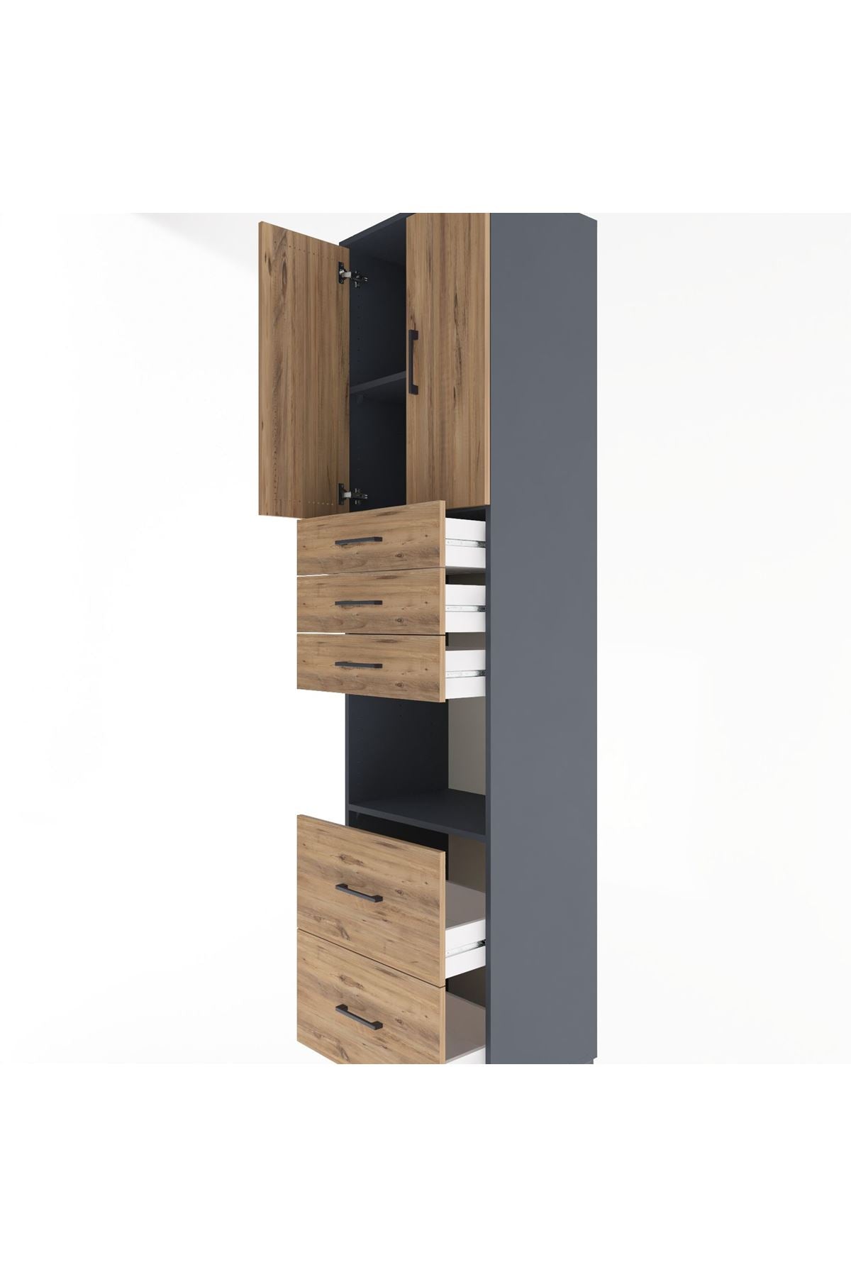 Hyperion Dolap 3 Raflı 5 Çekmeceli 2 Kapaklı 60x44x243 - S65M065V6B