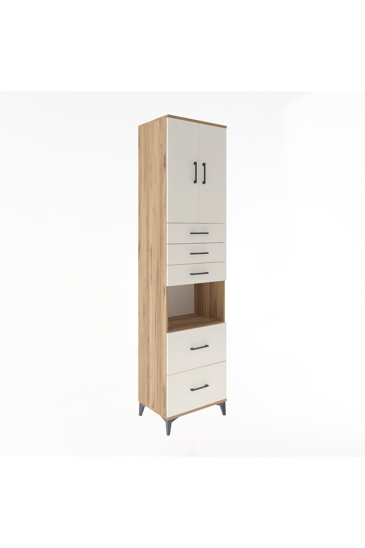 Hyperion Dolap 3 Raflı 5 Çekmeceli 2 Kapaklı 60x44x243 - S65M065V7B