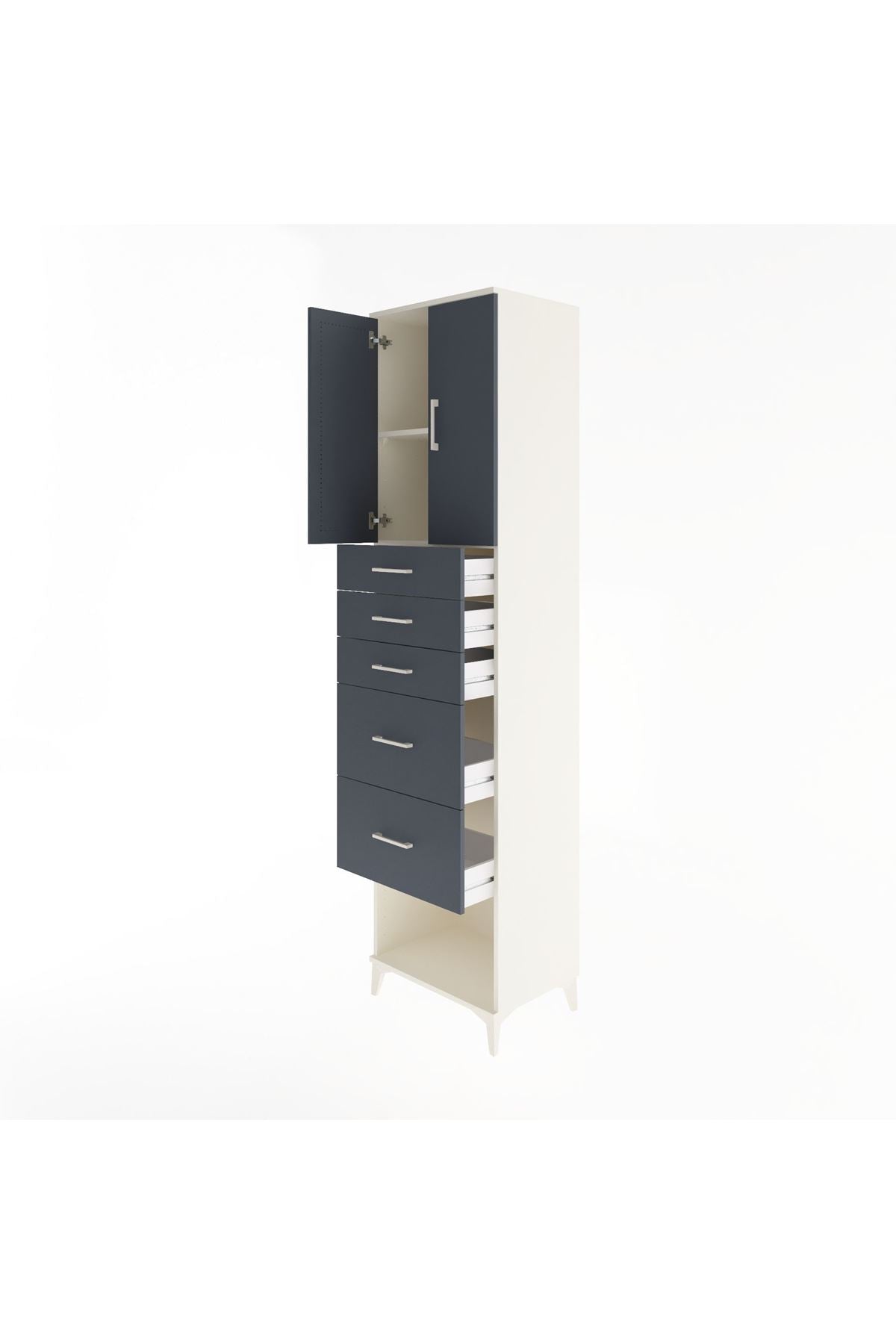 Hyperion Dolap 2 Raflı 5 Çekmeceli 2 Kapaklı 60x44x243 - S65M066V2B