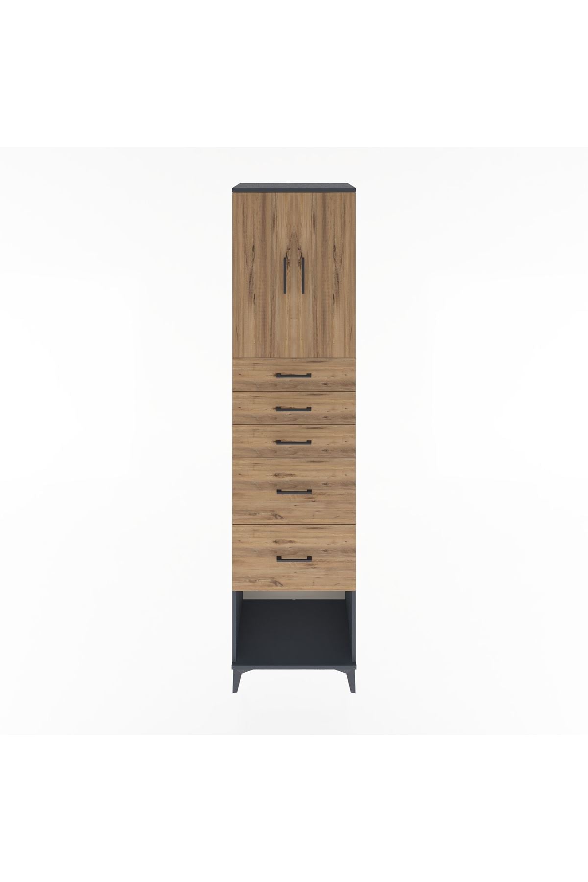 Hyperion Dolap 2 Raflı 5 Çekmeceli 2 Kapaklı 60x44x243 - S65M066V6B