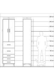 Hyperion Dolap 3 Raflı 5 Çekmeceli 2 Kapaklı 60x44x243 - S65M067V2B