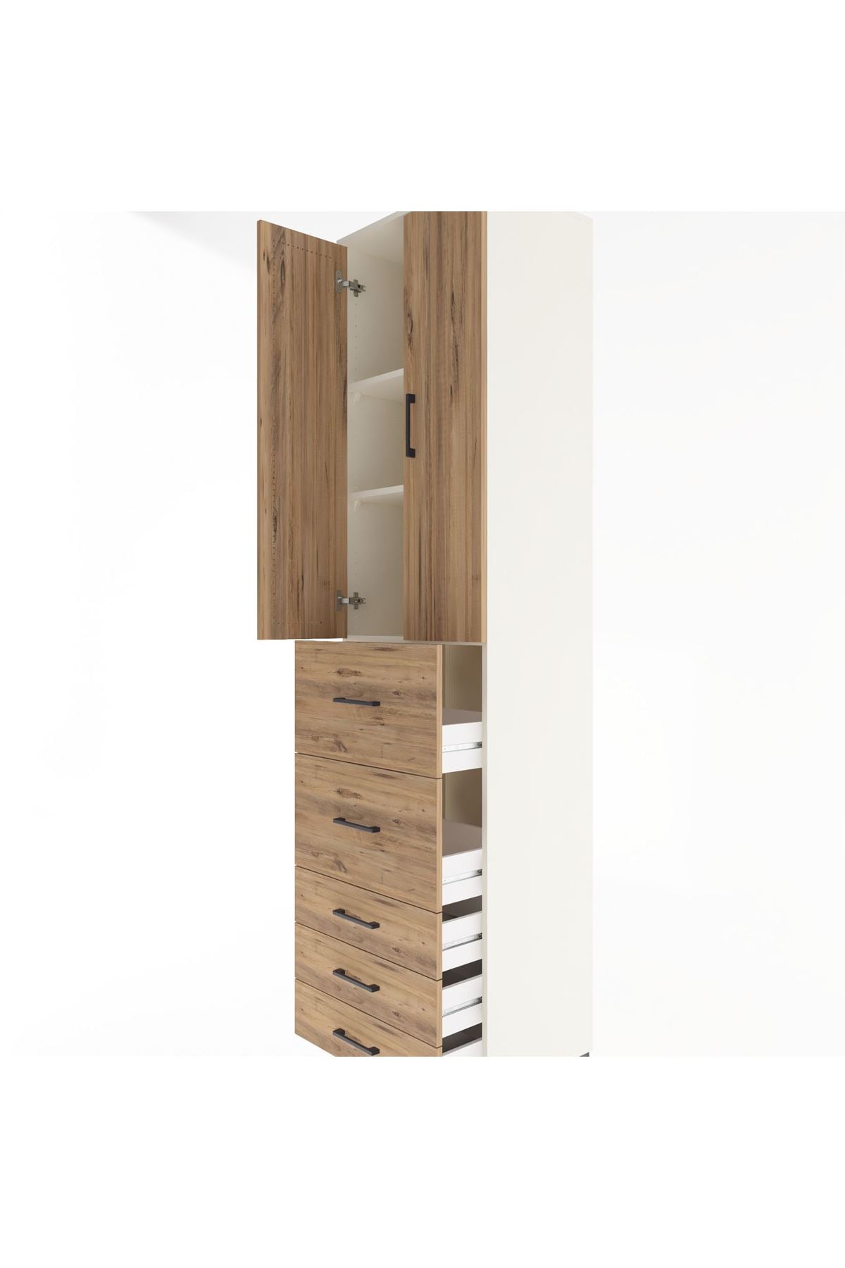 Hyperion Dolap 3 Raflı 5 Çekmeceli 2 Kapaklı 60x44x243 - S65M067V3B