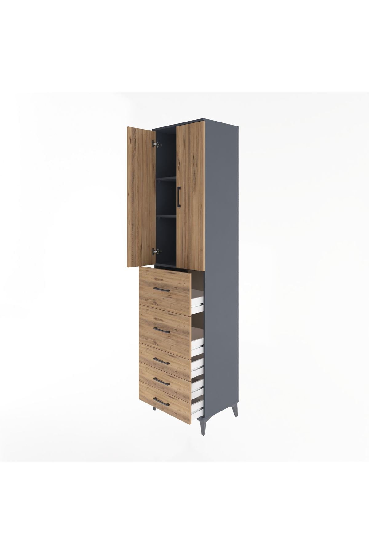 Hyperion Dolap 3 Raflı 5 Çekmeceli 2 Kapaklı 60x44x243 - S65M067V6B