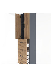 Hyperion Dolap 3 Raflı 5 Çekmeceli 2 Kapaklı 60x44x243 - S65M067V6B