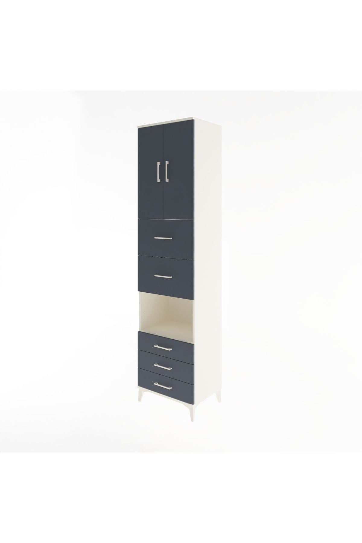 Hyperion Dolap 3 Raflı 5 Çekmeceli 2 Kapaklı 60x44x243 - S65M068V2B