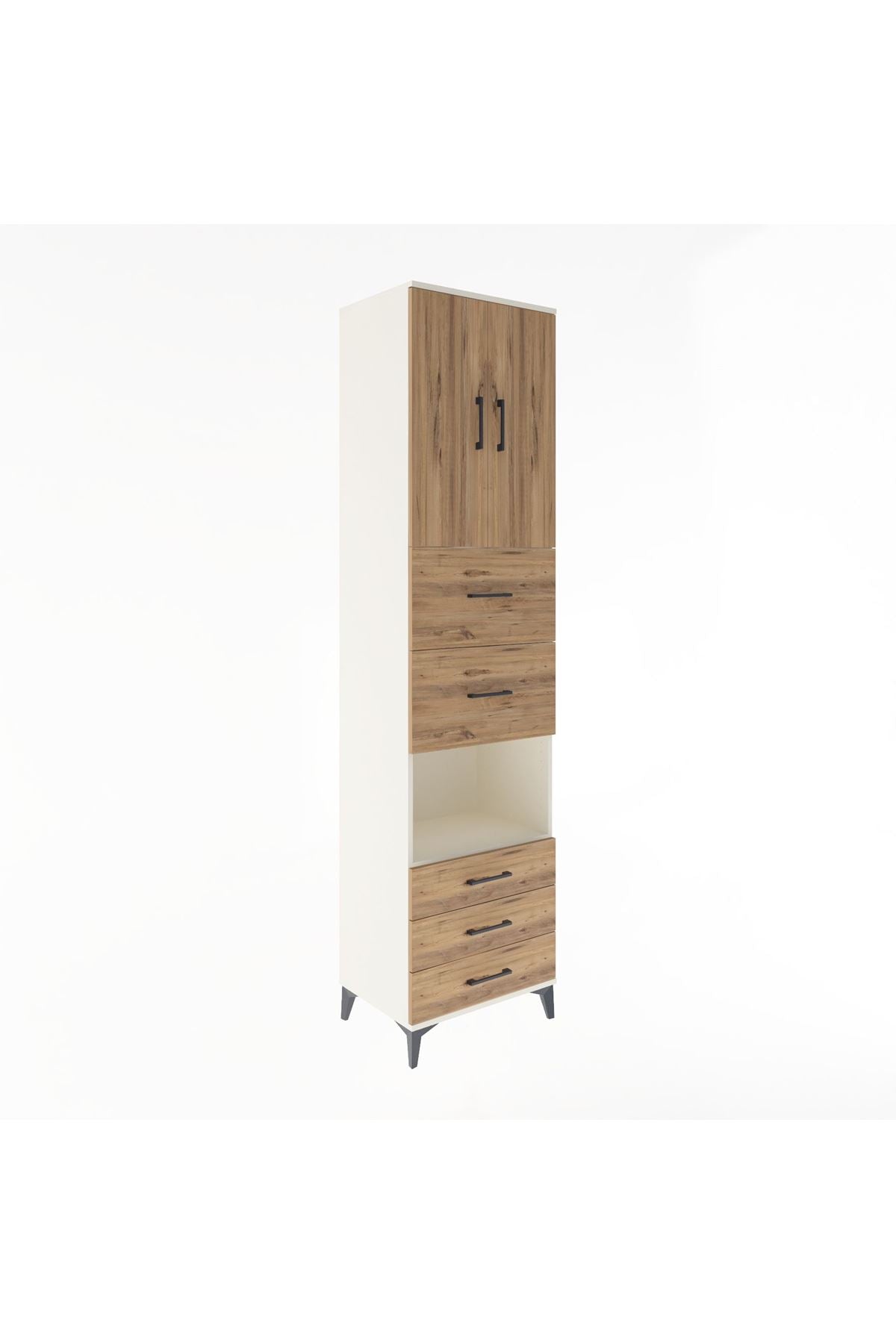 Hyperion Dolap 3 Raflı 5 Çekmeceli 2 Kapaklı 60x44x243 - S65M068V3B