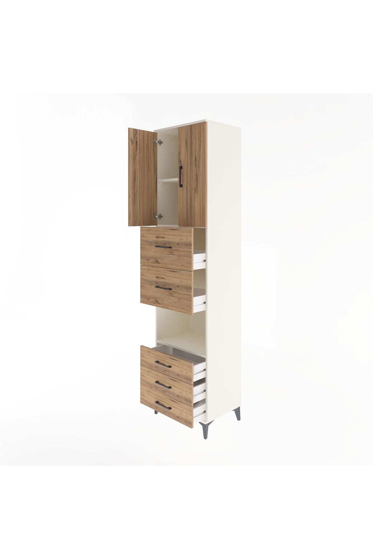 Hyperion Dolap 3 Raflı 5 Çekmeceli 2 Kapaklı 60x44x243 - S65M068V3B