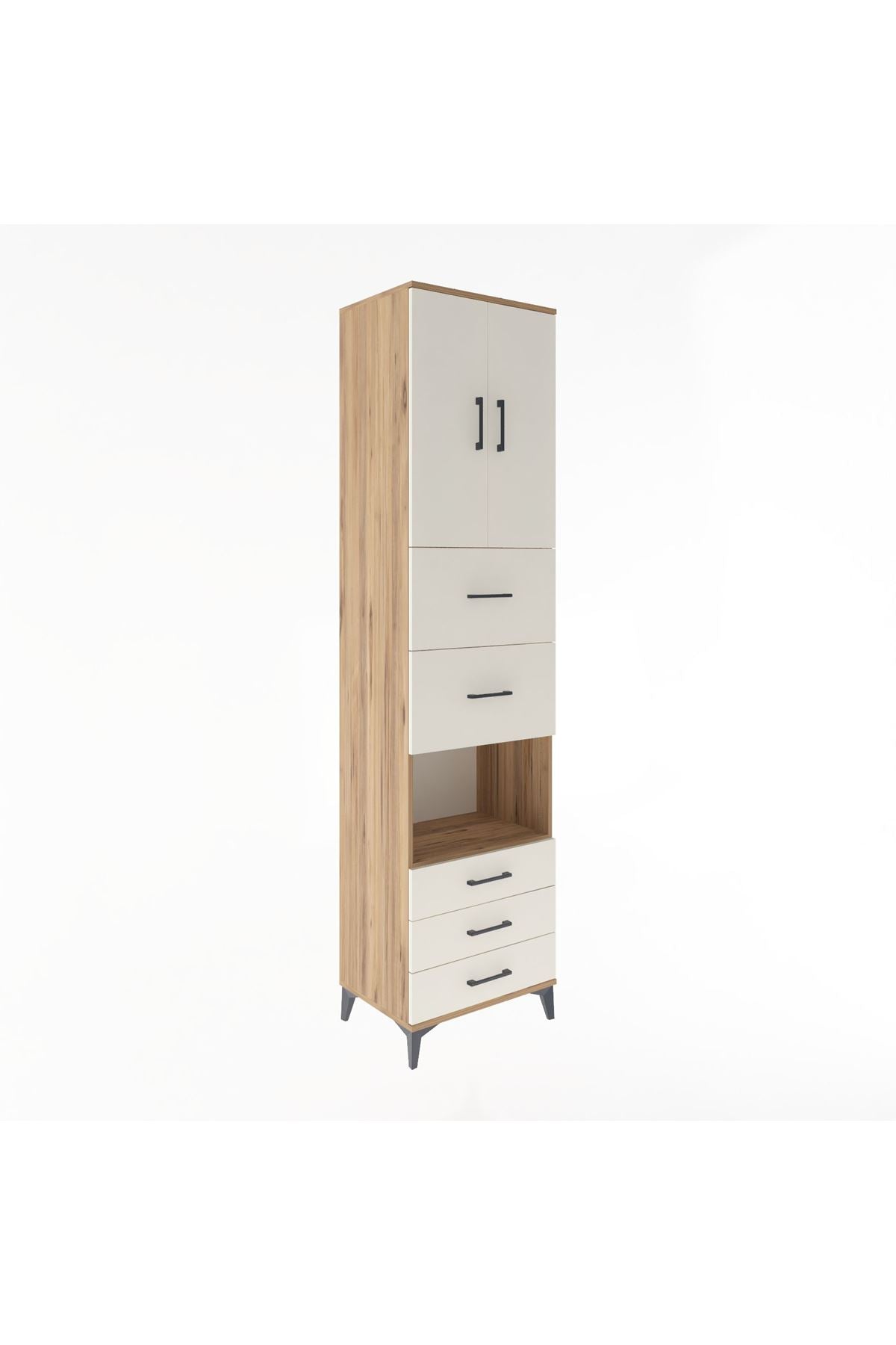 Hyperion Dolap 3 Raflı 5 Çekmeceli 2 Kapaklı 60x44x243 - S65M068V7B