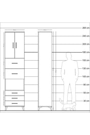 Hyperion Dolap 3 Raflı 5 Çekmeceli 2 Kapaklı 60x44x243 - S65M068V9B