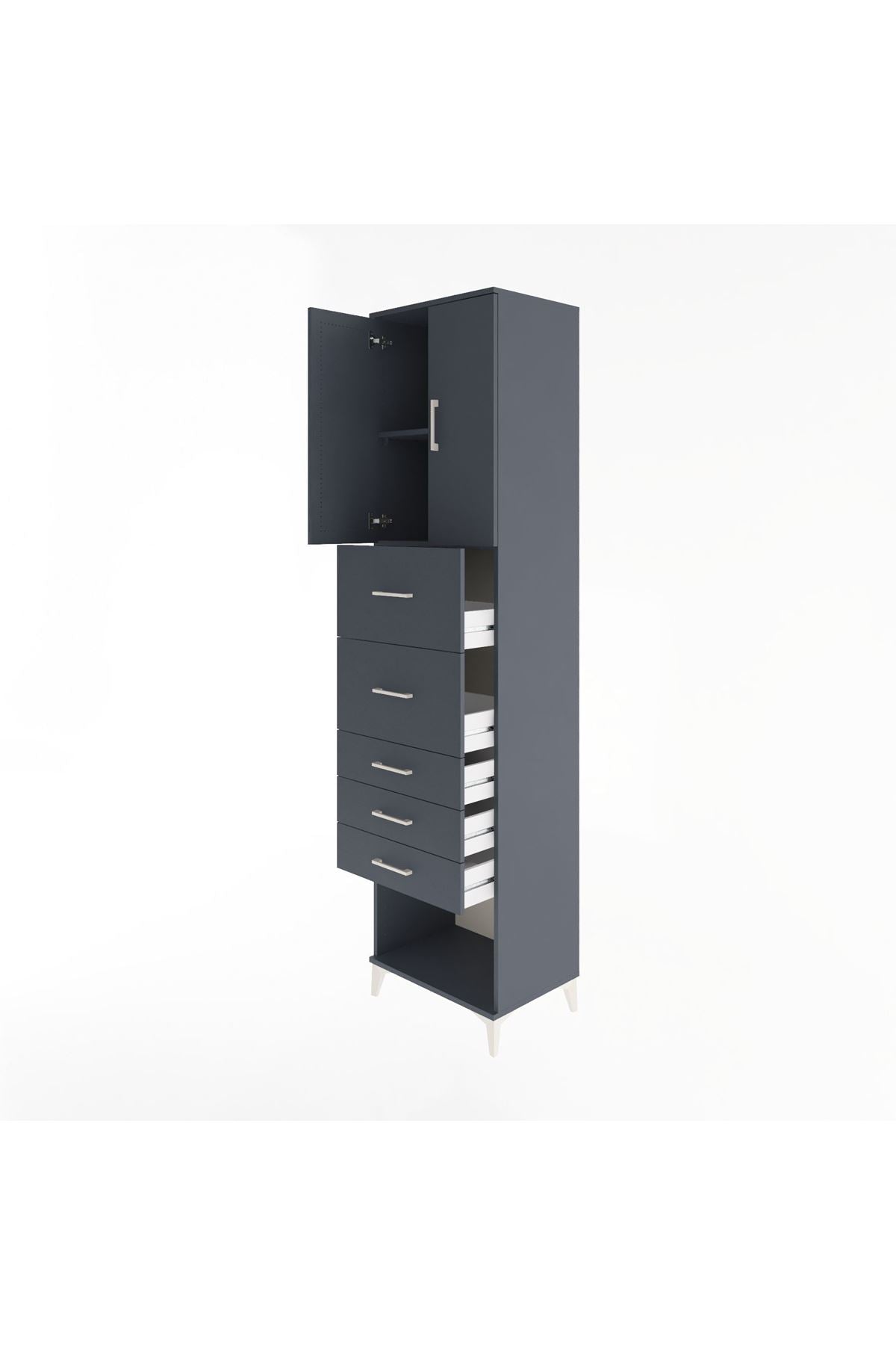 Hyperion Dolap 2 Raflı 5 Çekmeceli 2 Kapaklı 60x44x243 - S65M069V5B