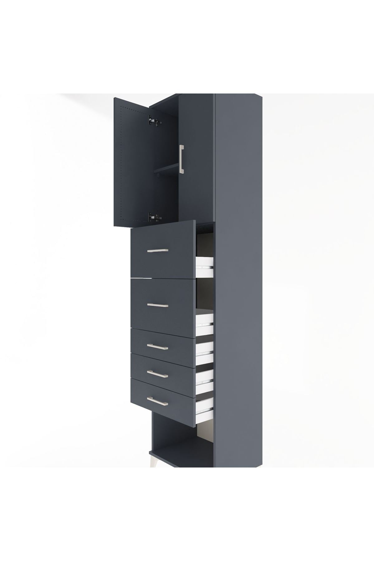 Hyperion Dolap 2 Raflı 5 Çekmeceli 2 Kapaklı 60x44x243 - S65M069V5B