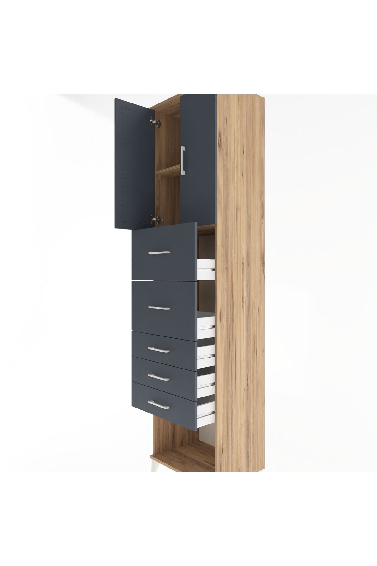 Hyperion Dolap 2 Raflı 5 Çekmeceli 2 Kapaklı 60x44x243 - S65M069V8B