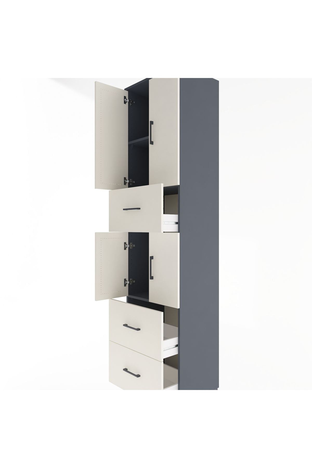Hyperion Dolap 3 Raflı 3 Çekmeceli 4 Kapaklı 60x44x243 - S65M071V4B