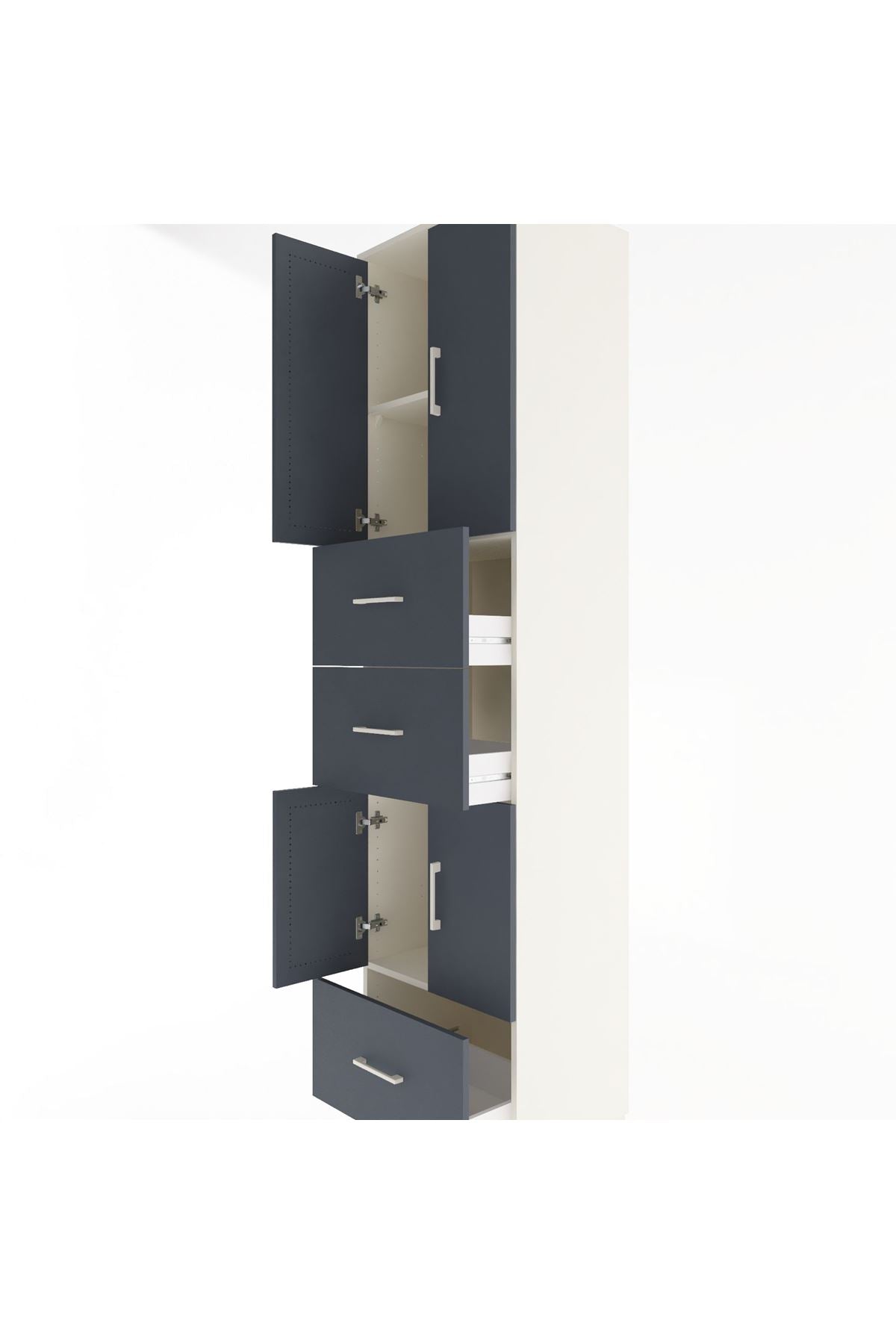 Hyperion Dolap 3 Raflı 3 Çekmeceli 4 Kapaklı 60x44x243 - S65M072V2B