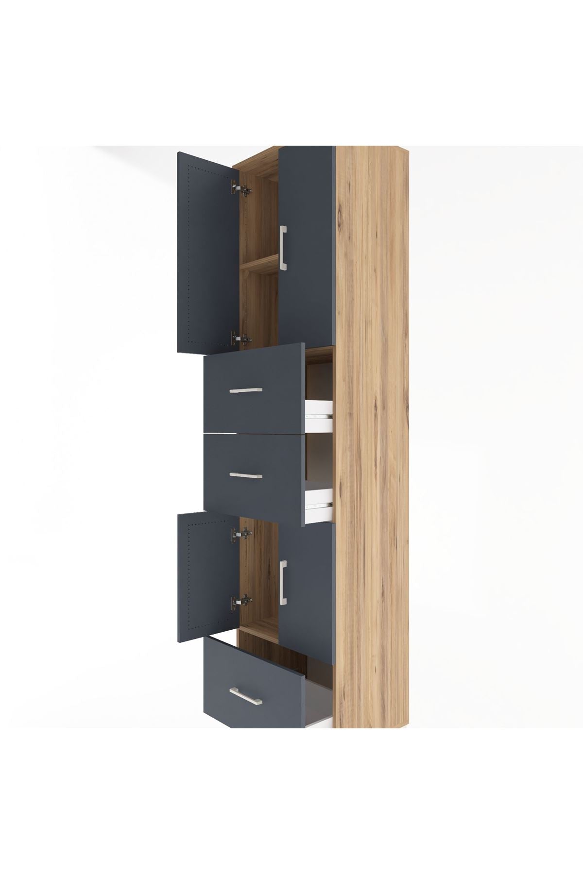 Hyperion Dolap 3 Raflı 3 Çekmeceli 4 Kapaklı 60x44x243 - S65M072V8B