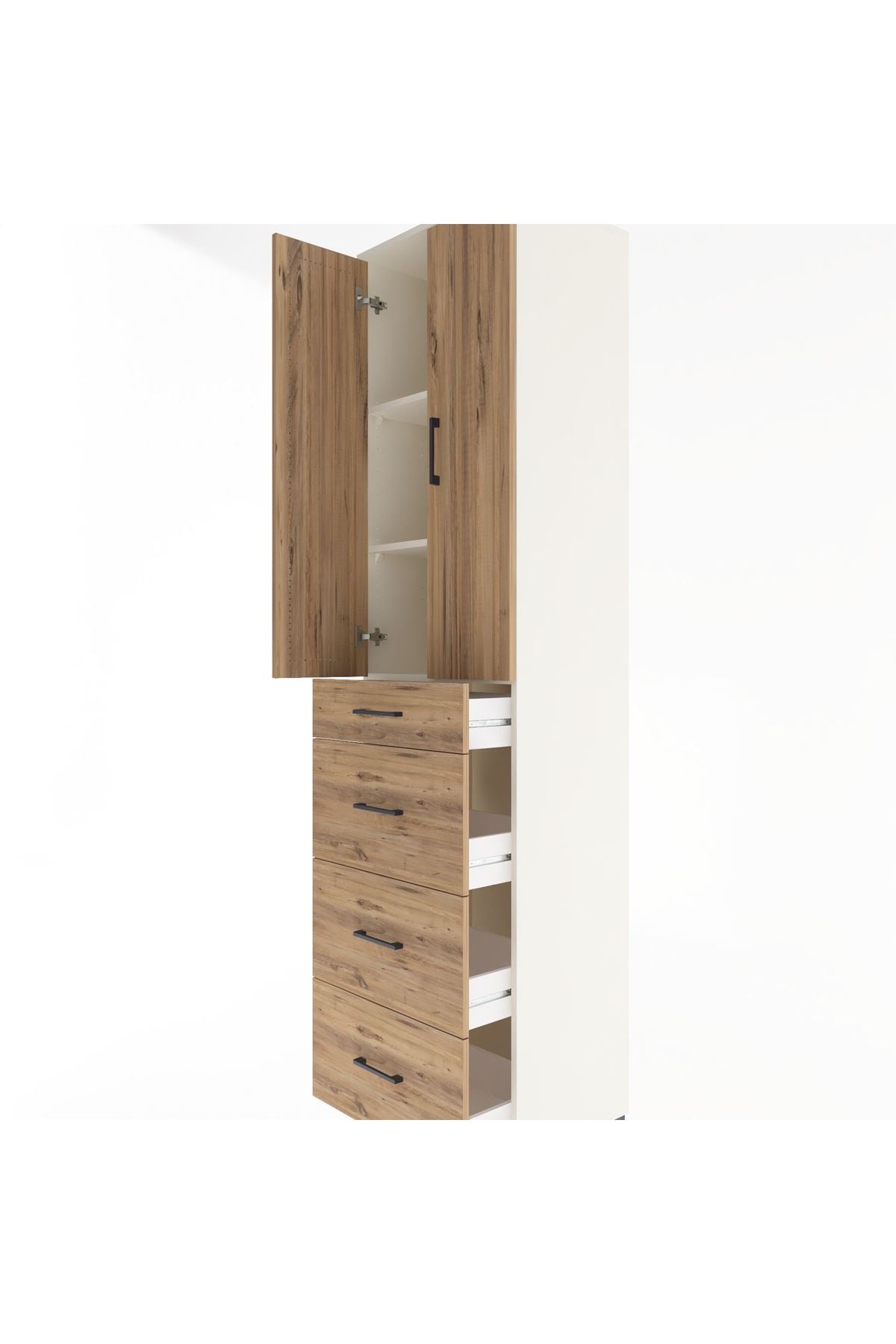 Hyperion Dolap 3 Raflı 4 Çekmeceli 2 Kapaklı 60x44x243 - S65M074V3B