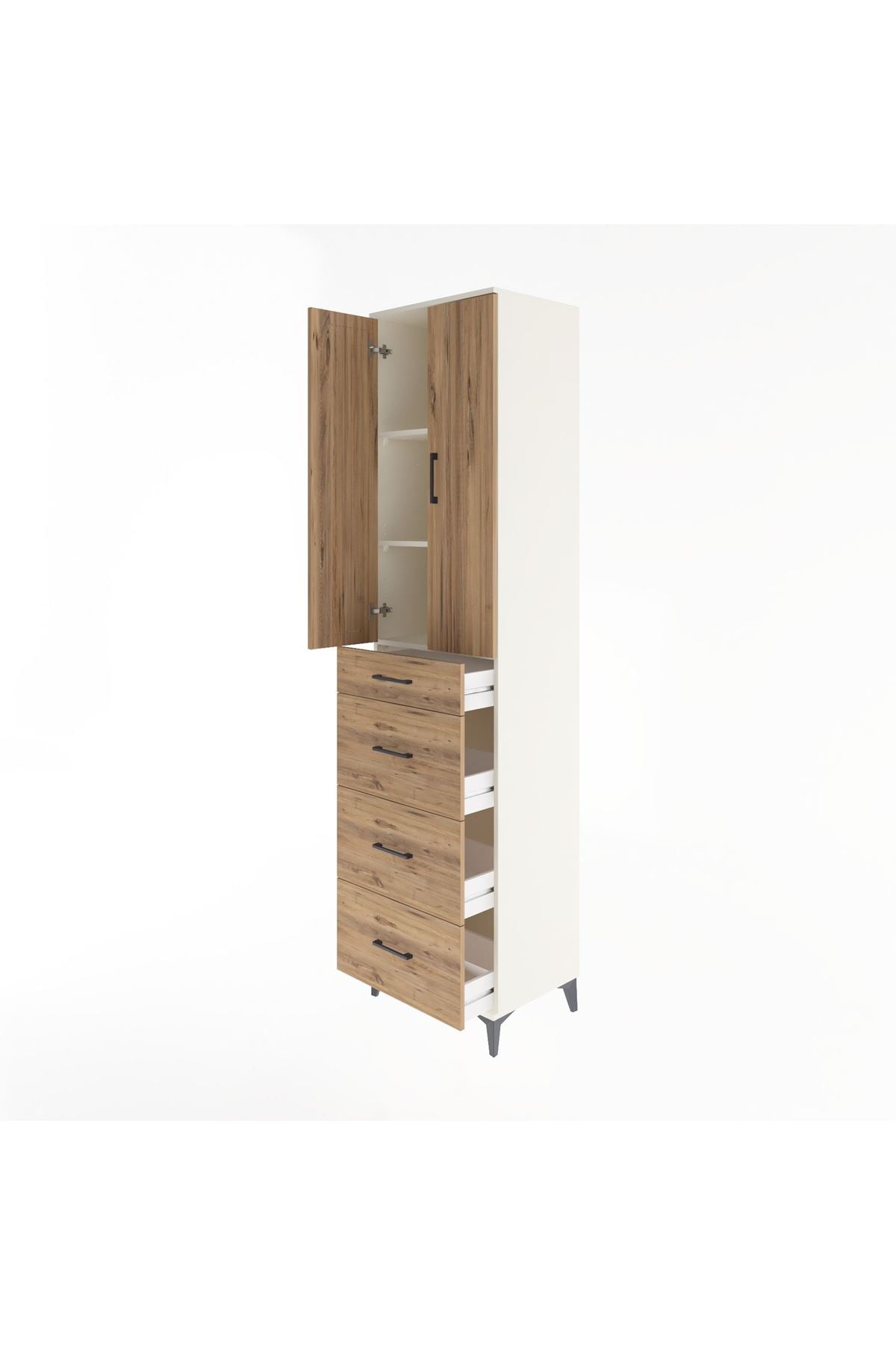 Hyperion Dolap 3 Raflı 4 Çekmeceli 2 Kapaklı 60x44x243 - S65M074V3B