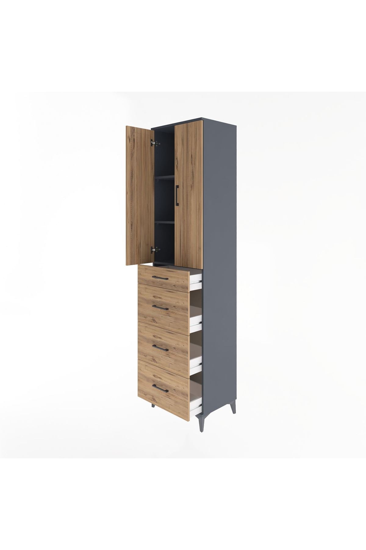 Hyperion Dolap 3 Raflı 4 Çekmeceli 2 Kapaklı 60x44x243 - S65M074V6B