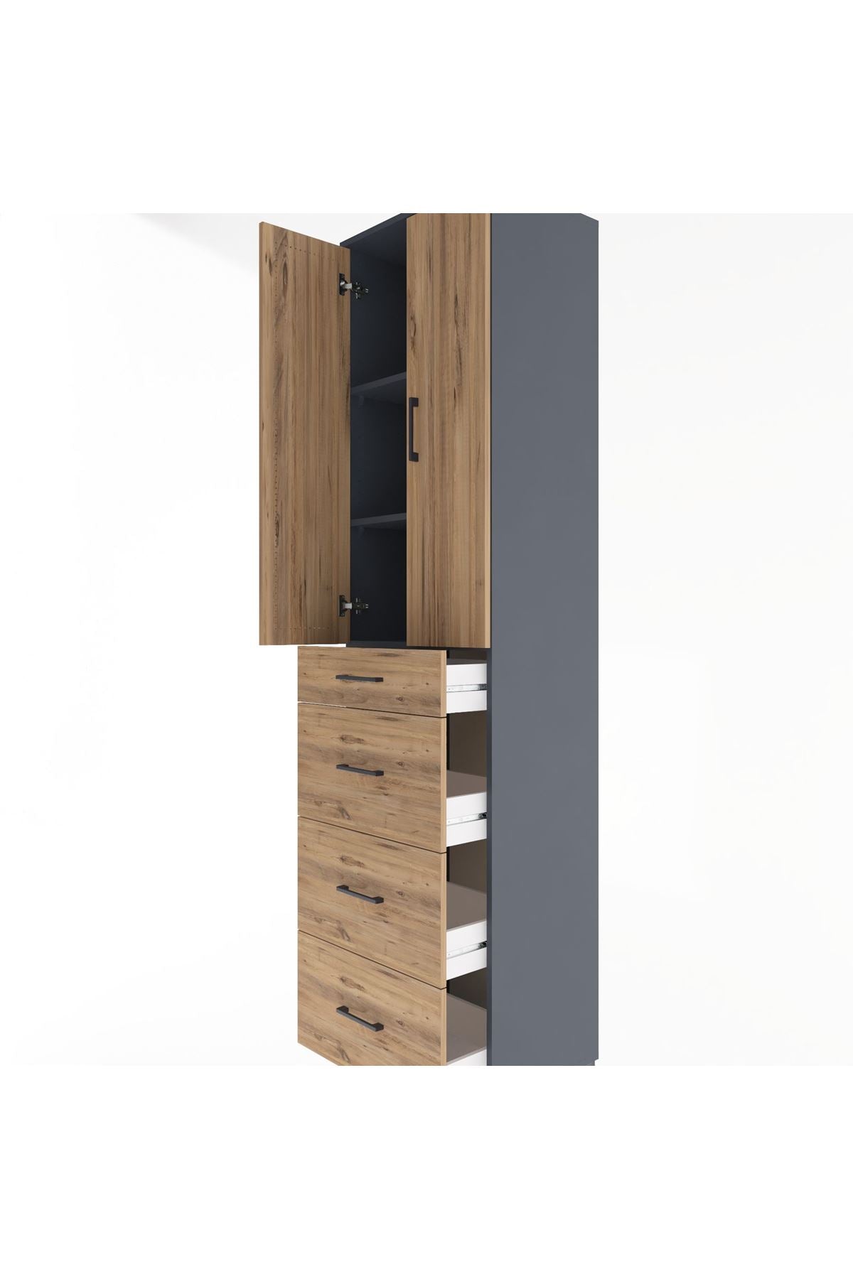Hyperion Dolap 3 Raflı 4 Çekmeceli 2 Kapaklı 60x44x243 - S65M074V6B