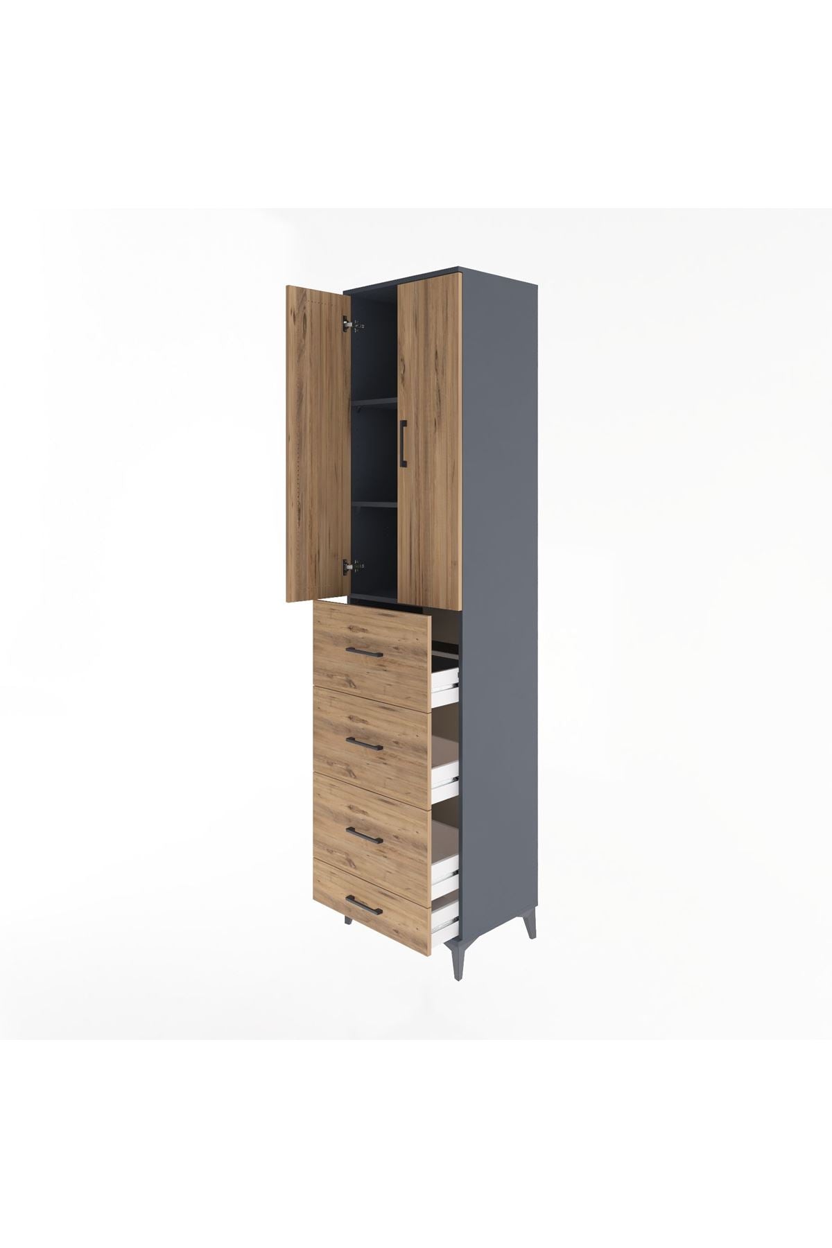 Hyperion Dolap 3 Raflı 4 Çekmeceli 2 Kapaklı 60x44x243 - S65M075V6B