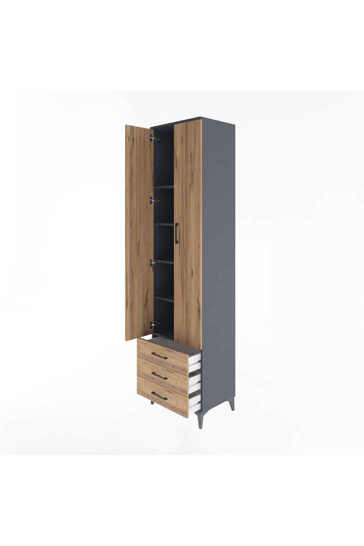 Hyperion Dolap 5 Raflı 3 Çekmeceli 2 Kapaklı 60x44x243 - S65M082V6B