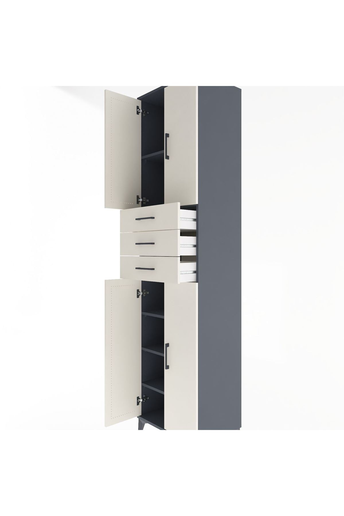 Hyperion Dolap 5 Raflı 3 Çekmeceli 4 Kapaklı 60x44x243 - S65M084V4B