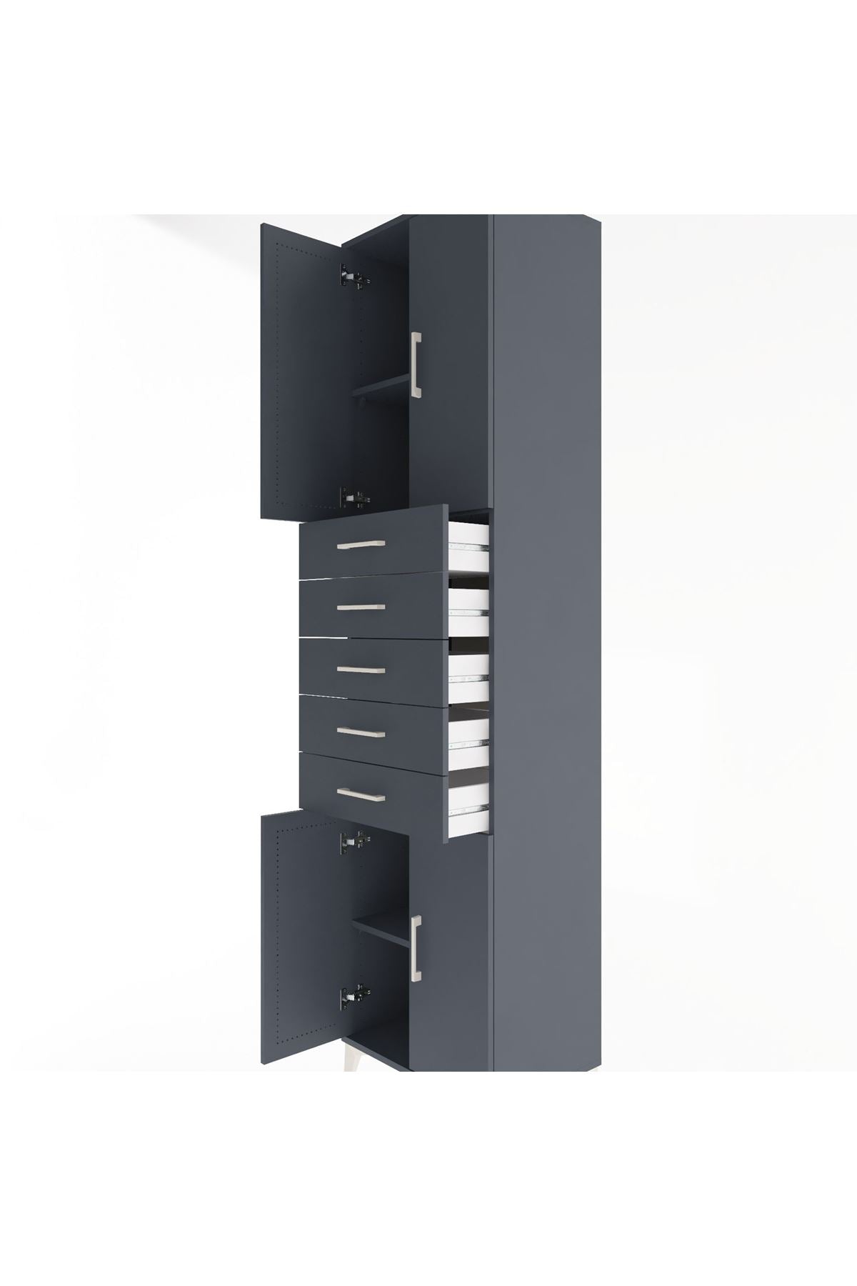 Hyperion Dolap 3 Raflı 5 Çekmeceli 4 Kapaklı 60x44x243 - S65M095V5B