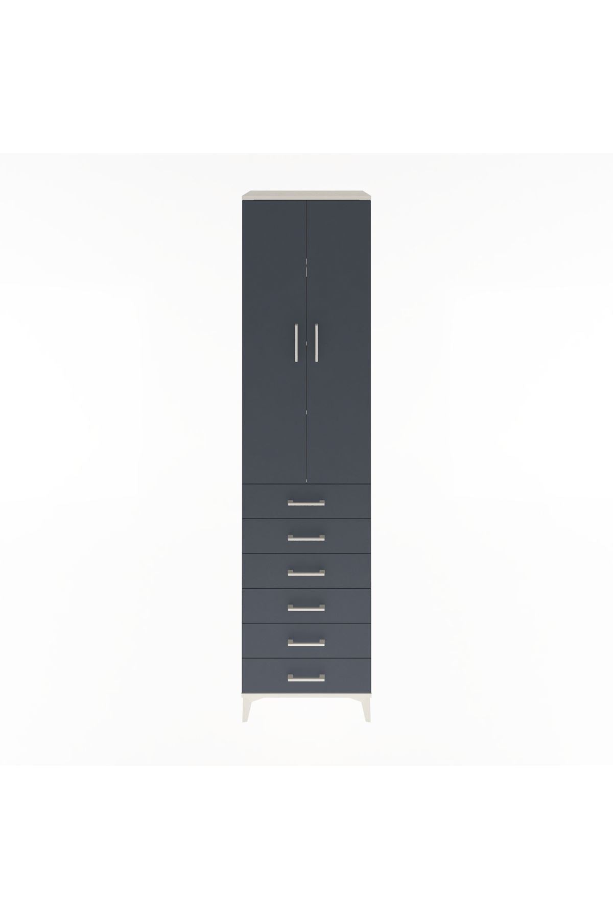 Hyperion Dolap 4 Raflı 6 Çekmeceli 2 Kapaklı 60x44x243 - S65M096V2B