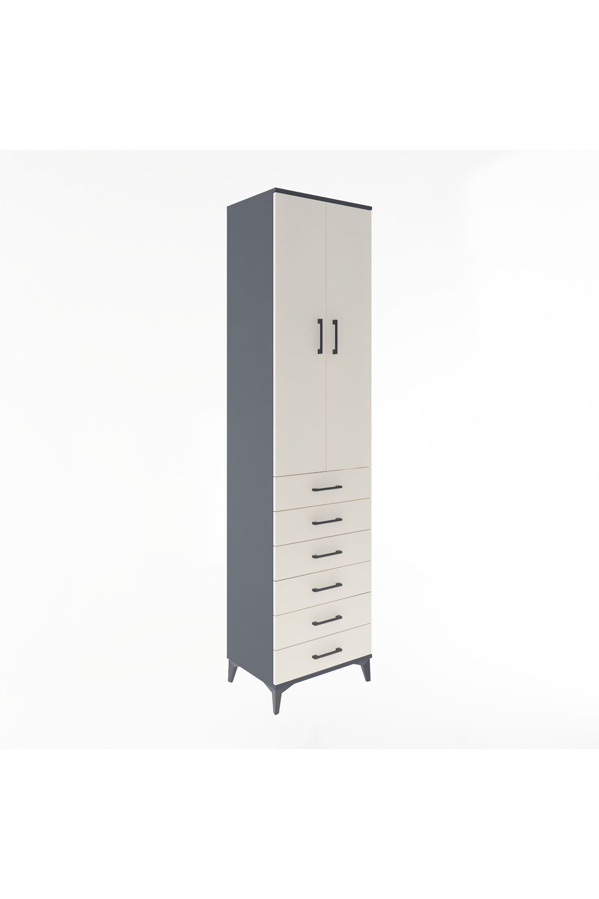 Hyperion Dolap 4 Raflı 6 Çekmeceli 2 Kapaklı 60x44x243 - S65M096V4B