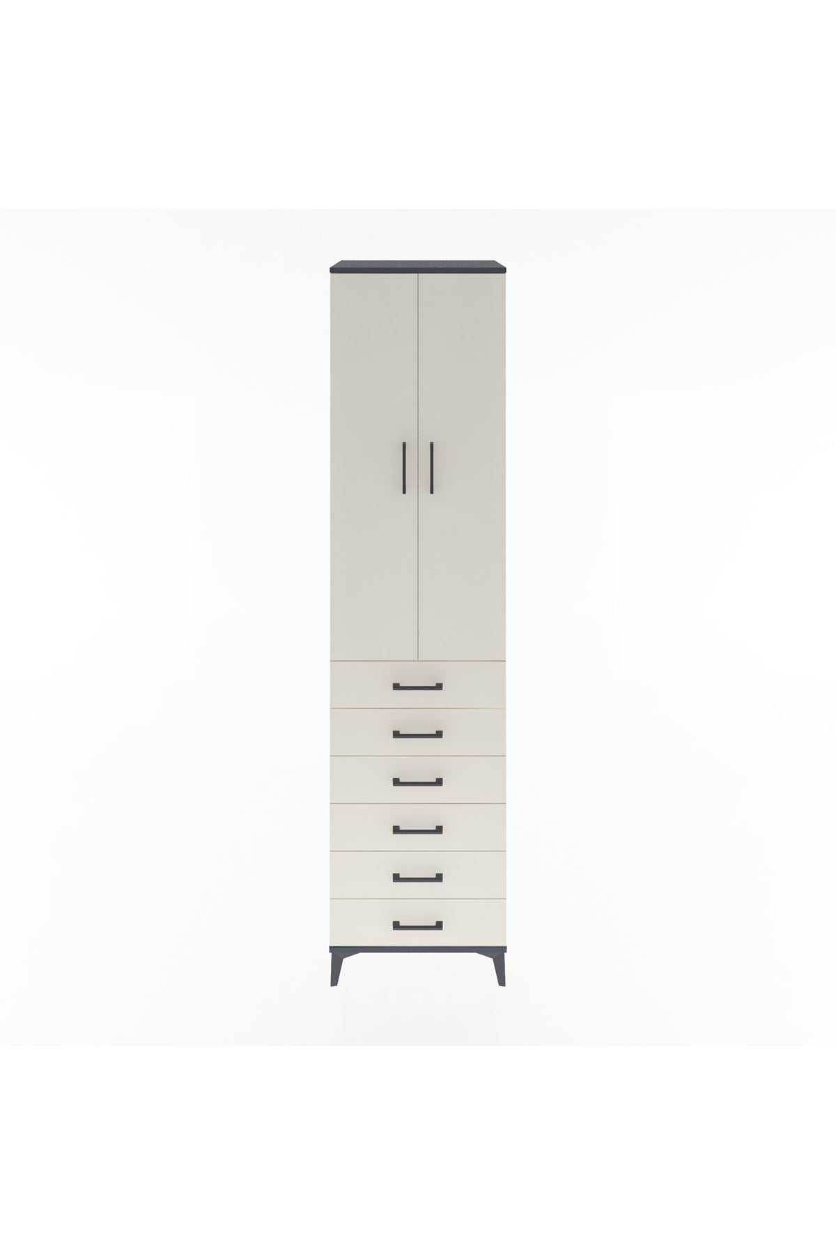 Hyperion Dolap 4 Raflı 6 Çekmeceli 2 Kapaklı 60x44x243 - S65M096V4B