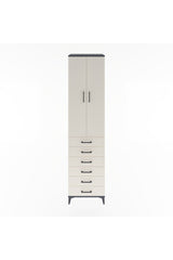 Hyperion Dolap 4 Raflı 6 Çekmeceli 2 Kapaklı 60x44x243