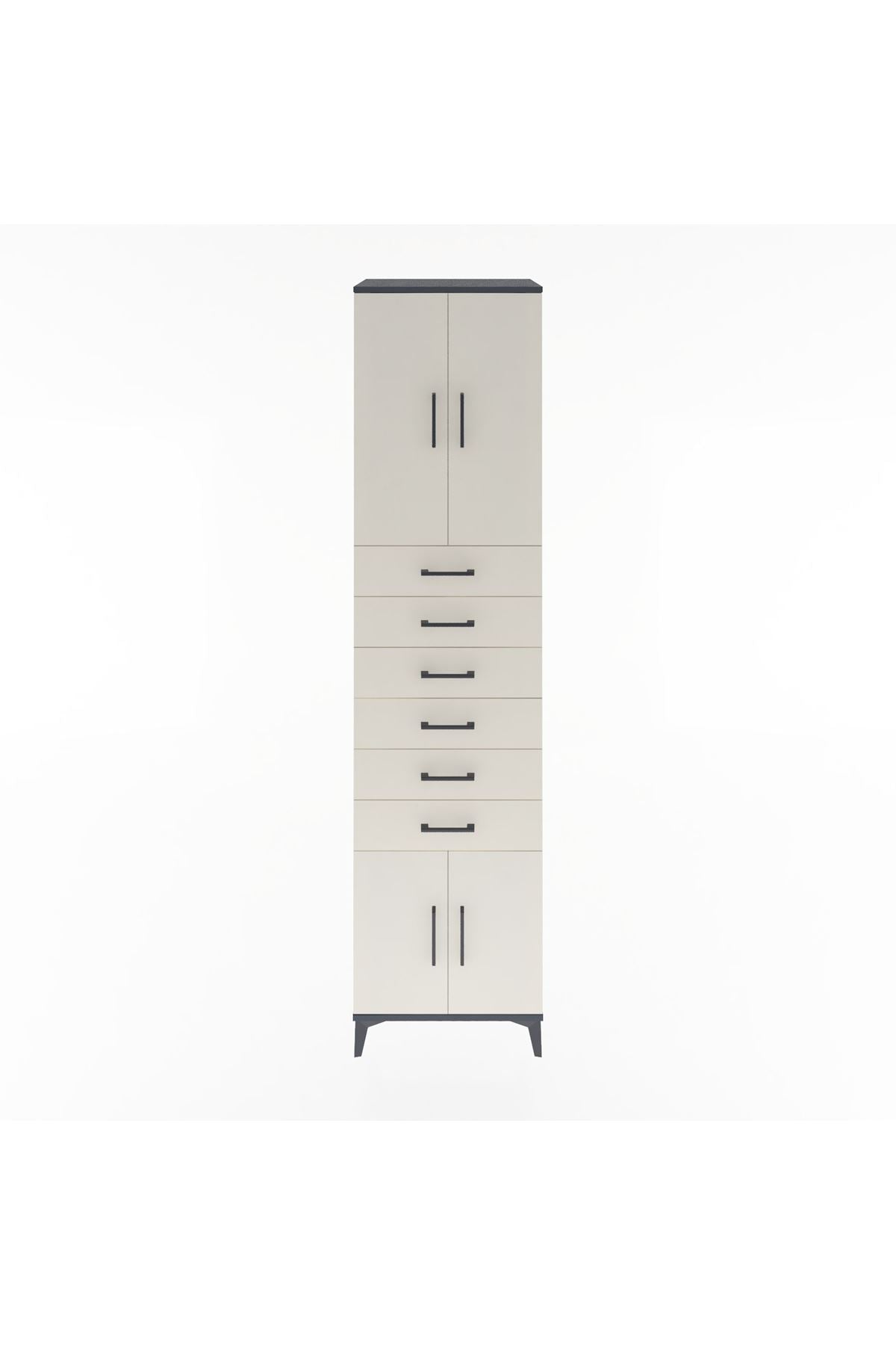 Hyperion Dolap 3 Raflı 6 Çekmeceli 4 Kapaklı 60x44x243 - S65M099V4B