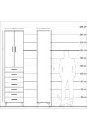 Hyperion Dolap 3 Raflı 7 Çekmeceli 2 Kapaklı 60x44x243 - S65M100V3B