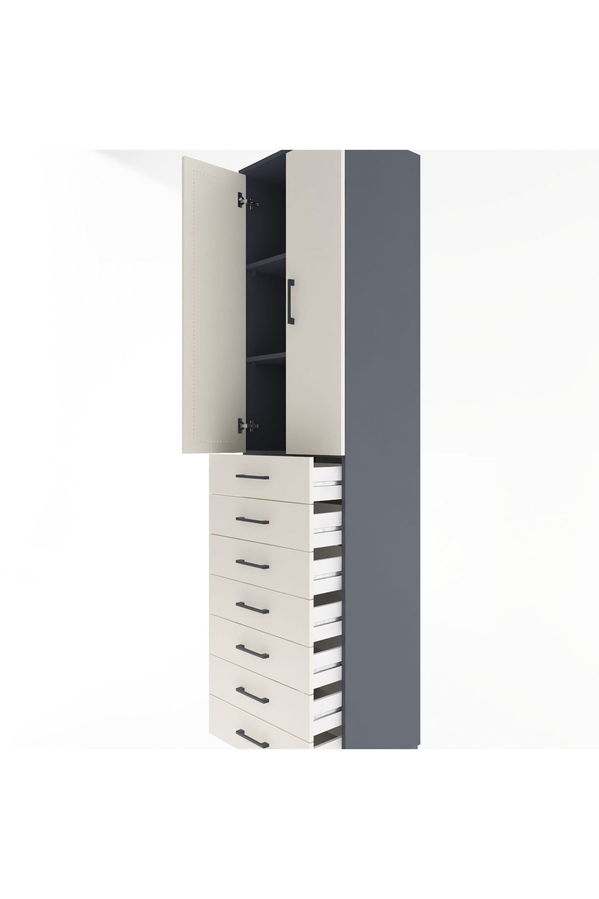 Hyperion Dolap 3 Raflı 7 Çekmeceli 2 Kapaklı 60x44x243 - S65M100V4B