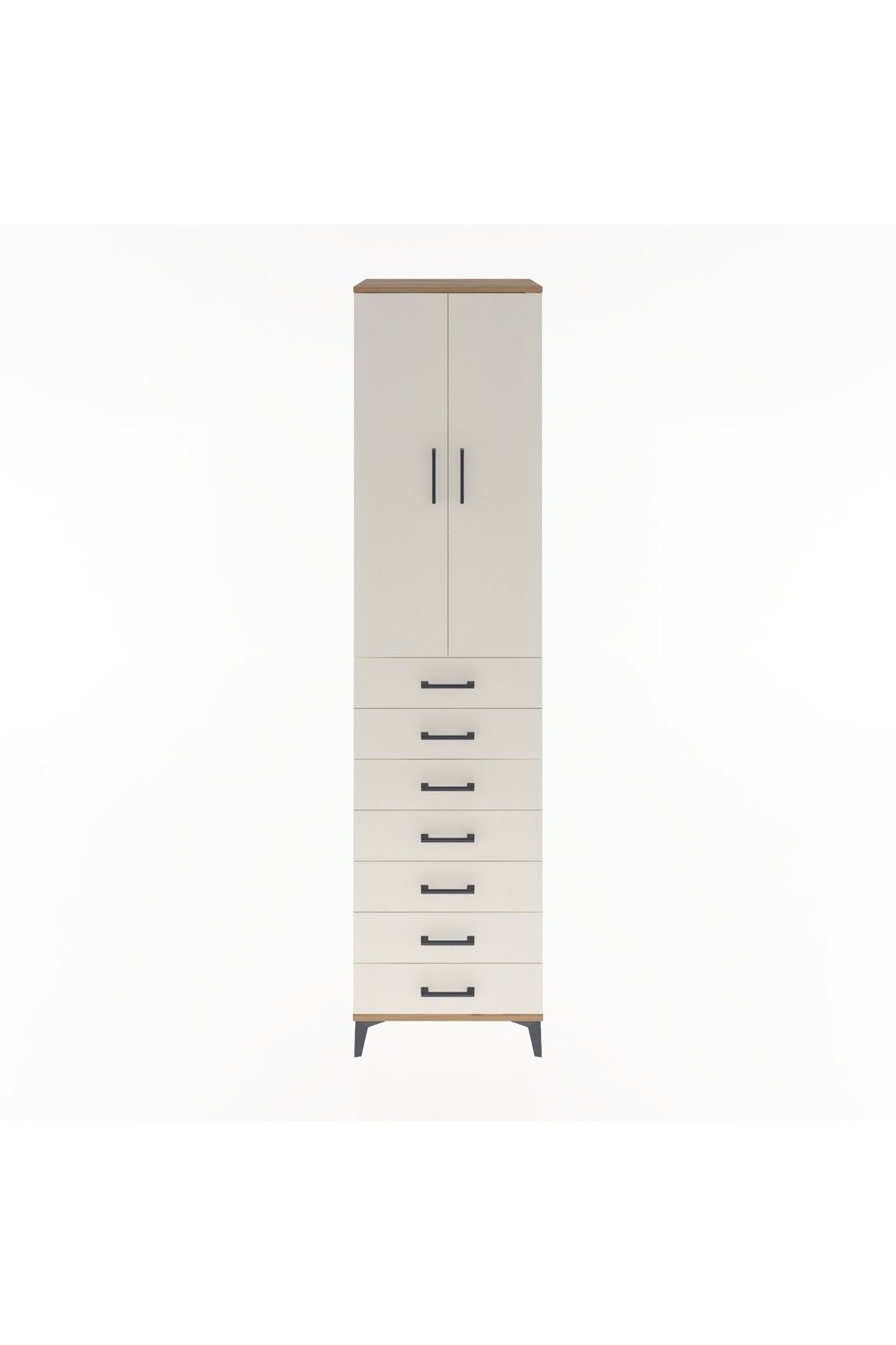 Hyperion Dolap 3 Raflı 7 Çekmeceli 2 Kapaklı 60x44x243 - S65M100V7B